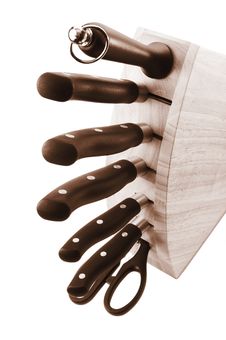 Collection Of Kitchen Knives Royalty Free Stock Photo