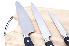 Cutting Board With A Knife Stock Images
