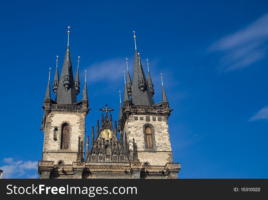 Tyn church at the Old town square in Prague, Czech Republic. Tyn church at the Old town square in Prague, Czech Republic