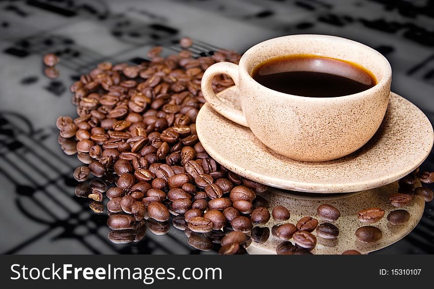 Cup of coffee on table