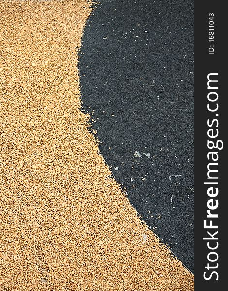 Yellow and black pebble floor background/texture