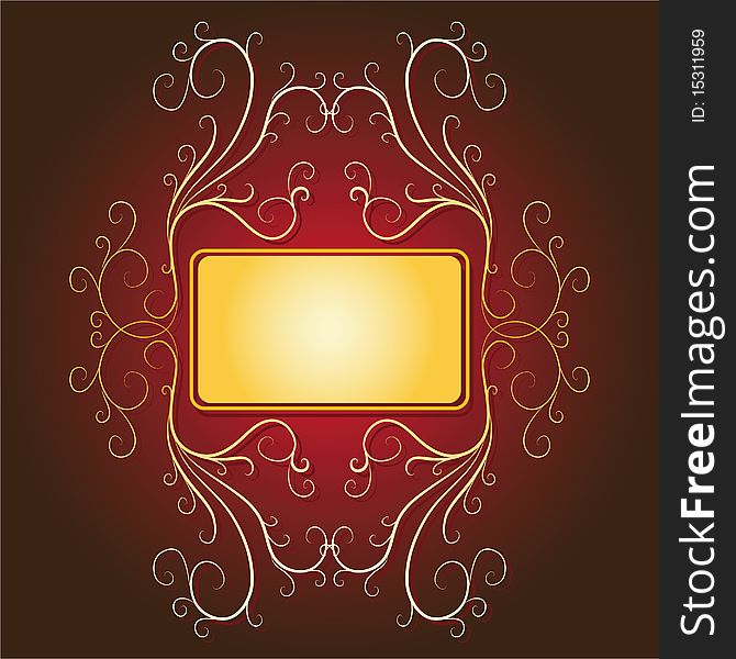 Vector gold banner.Retro-styled frame with banner & background.
