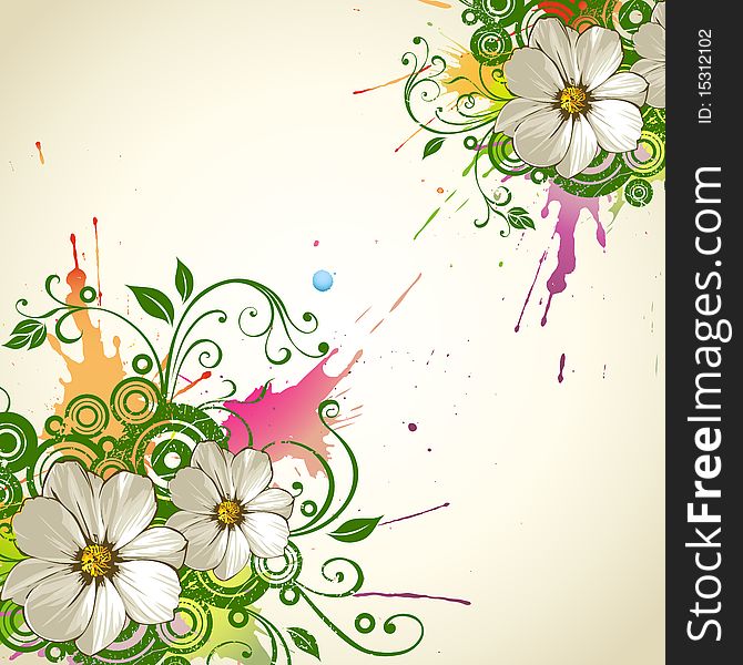 Vector flowers on a grunge background. Vector flowers on a grunge background