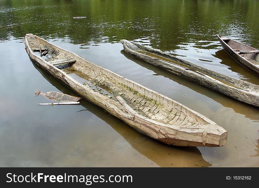 Traditional African wooden boats from Ghana.