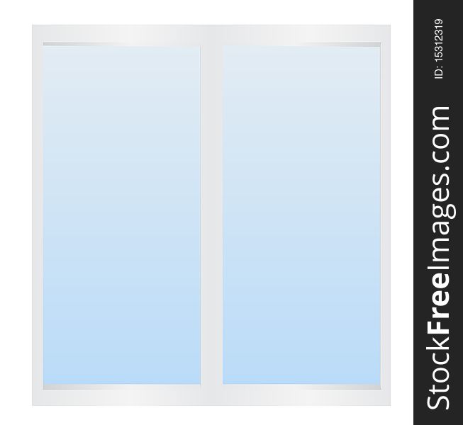 Illustration of modern white plastic window over white background