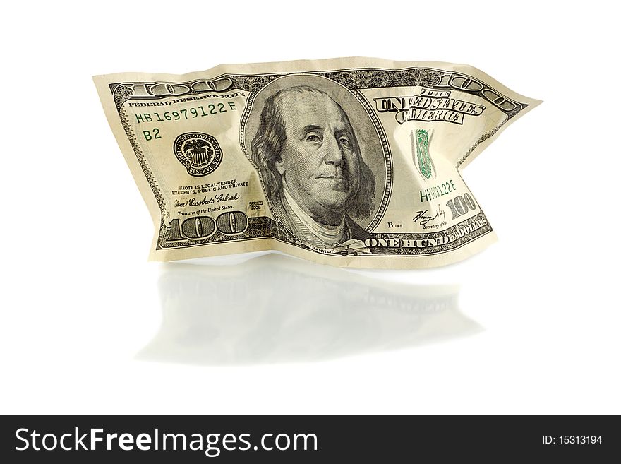 Front view of a hundred dollar bill, isolated on white background. Front view of a hundred dollar bill, isolated on white background.