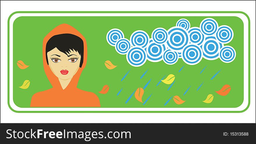 Vector background with a girl, Autumn. Vector background with a girl, Autumn