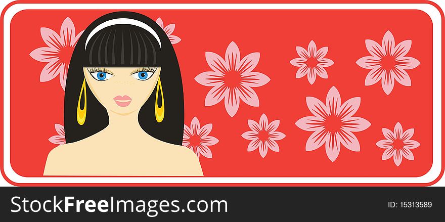 Vector background with a girl, spring. Vector background with a girl, spring