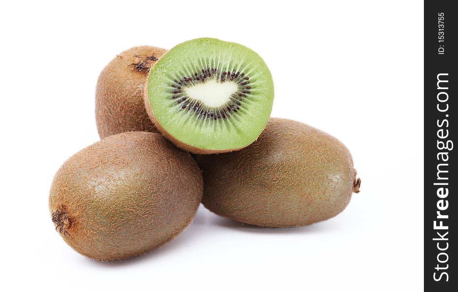 Fresh kiwi fruit on white background, closeup