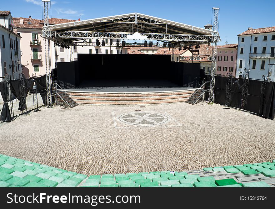 Exterior old amphitheater seats from a little town in Italy