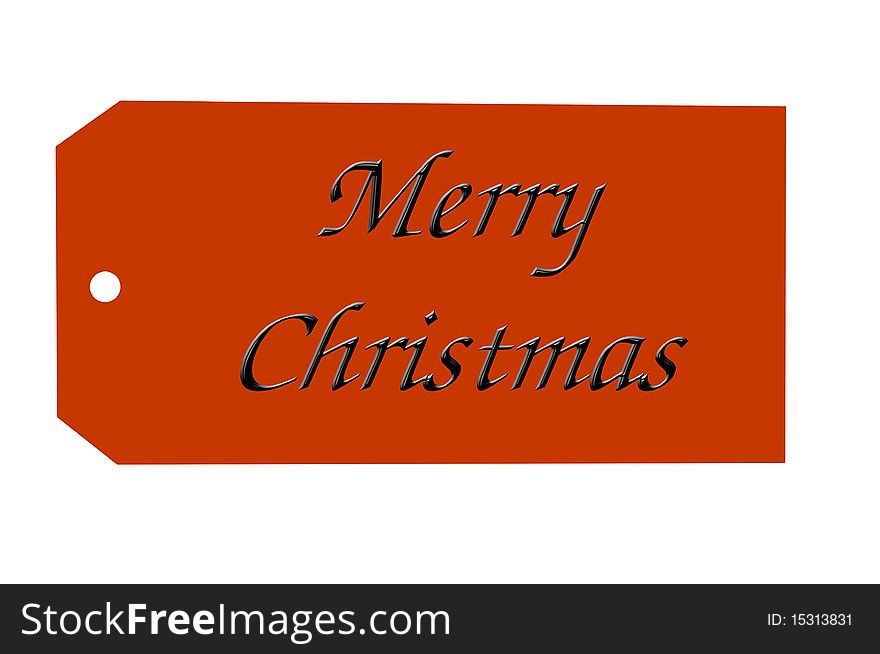 A merry Christmas label, isolated on white in a studio.