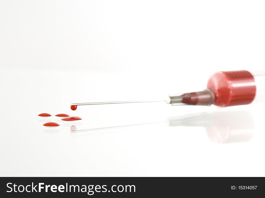 Photo of Medical Syringe on white background