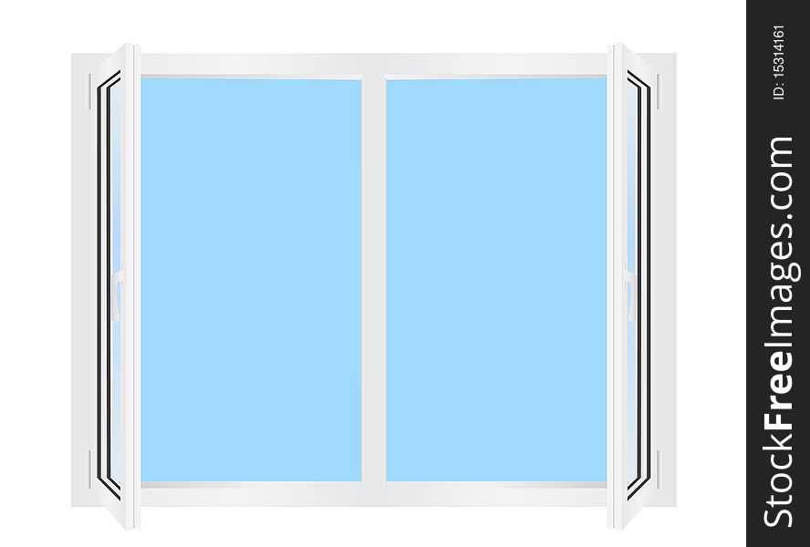 Illustration of modern white plastic window over white background