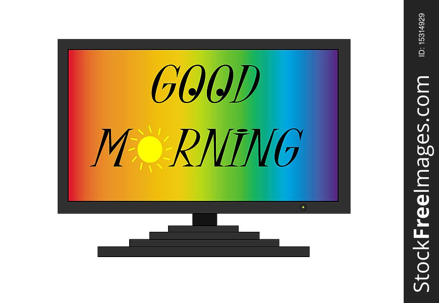 Good morning letters on TV screen