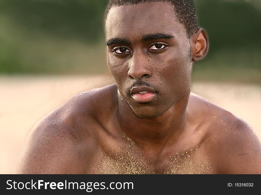 Close up of an African American male. Close up of an African American male.