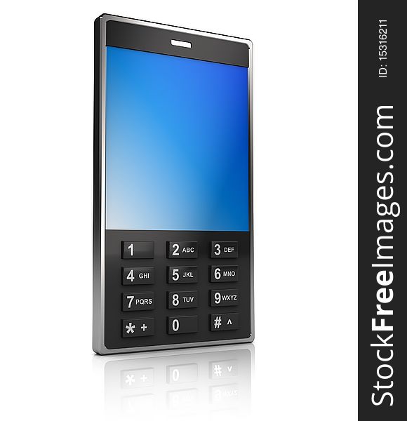 3d illustration of generic mobile phone over white background