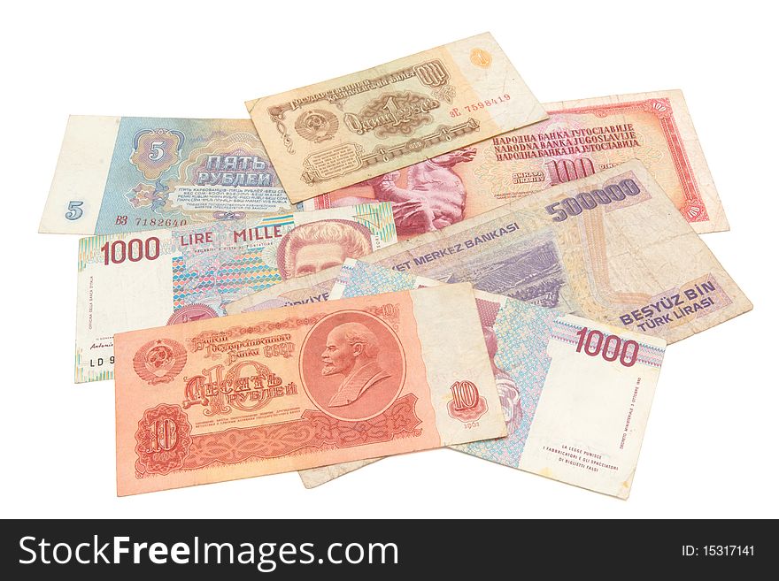 Obsolete money isolated