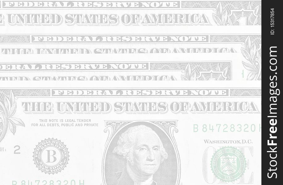 US Dollar bills faded with white for use as background. US Dollar bills faded with white for use as background