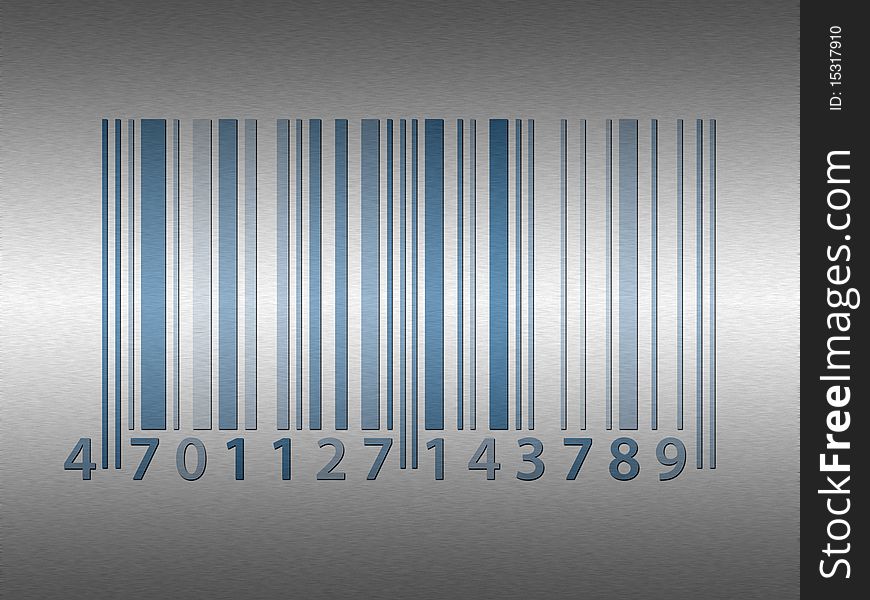 Silmulated stainless steel pattern overlaid with barcode. Silmulated stainless steel pattern overlaid with barcode