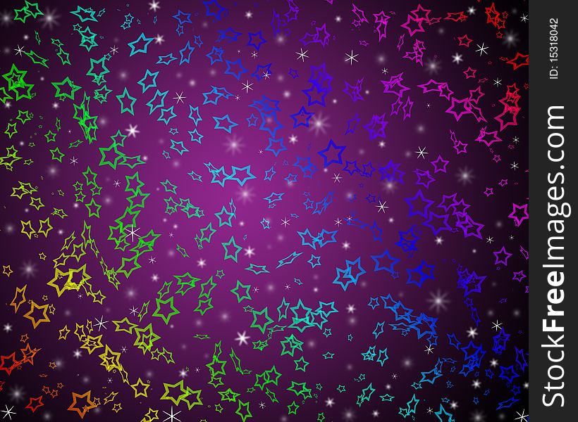 Purple background with colorful stars