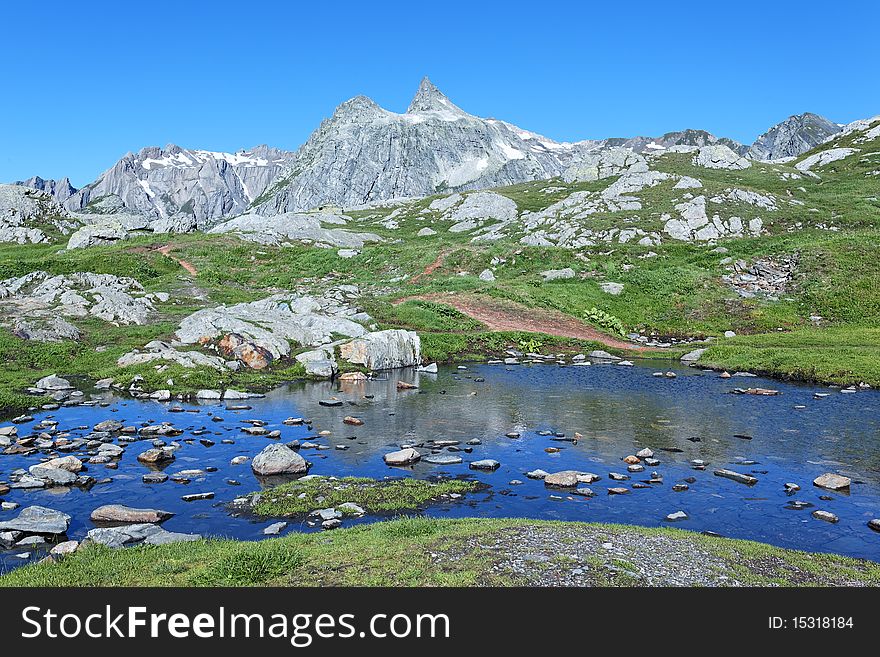 Lake in french mountain in summer. Lake in french mountain in summer