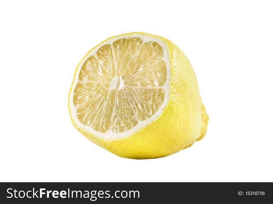 Cuted yellow lemon isolated on the white. Cuted yellow lemon isolated on the white