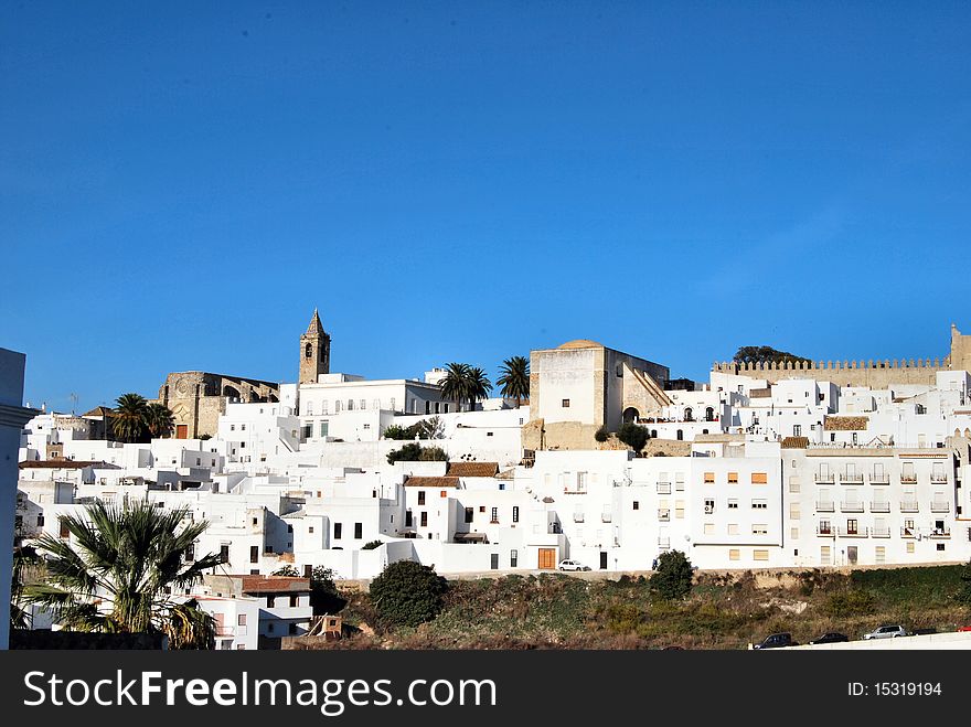 A view of the town of Vejer de la Frontera, in the south of Spain.