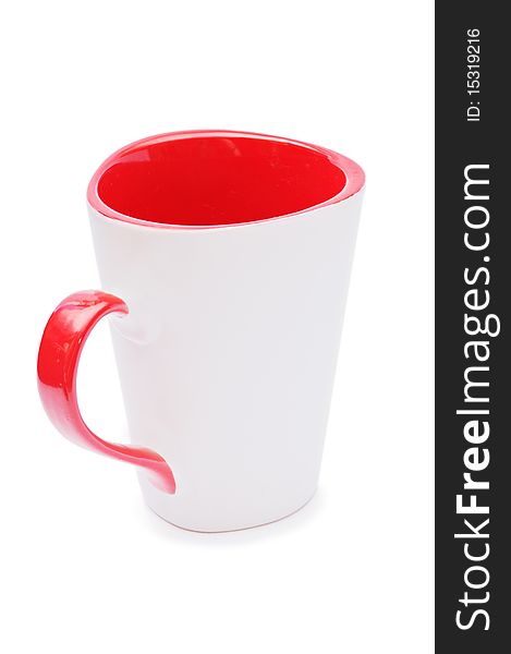 Empty red cup isolated on white background