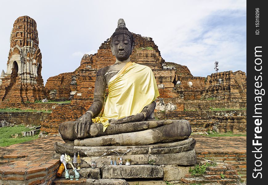 Thailand - Ayutthaya  Buddha in Wat Mahathat. Thailand - Ayutthaya  Buddha in Wat Mahathat