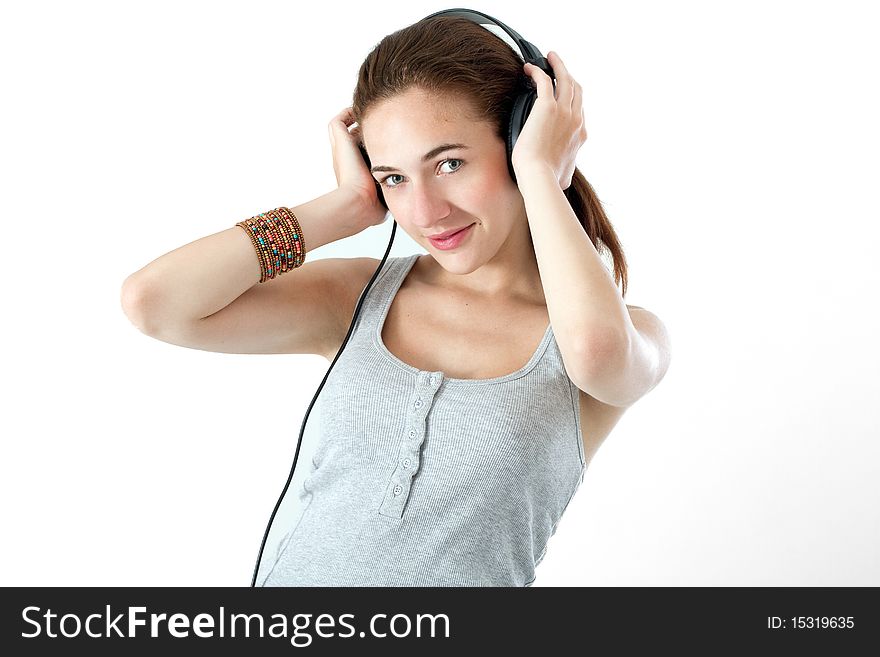 Teen listening music