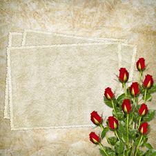 Vintage Card For The Holiday With Red Rose Stock Image Vintage Card For The Holiday With Red Rose Stock Image