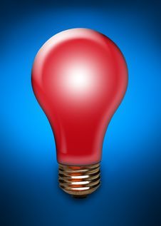 Red Light Bulb On Blue Royalty Free Stock Photos