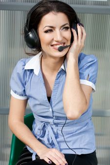 Girl Commentator With Headset Stock Image Girl Commentator With Headset Stock Image