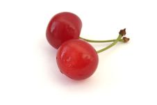 Two Ripe Cherries Isolated On White Royalty Free Stock Photo Two Ripe Cherries Isolated On White Royalty Free Stock Photo