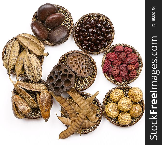 Set of defferent tropical seeds