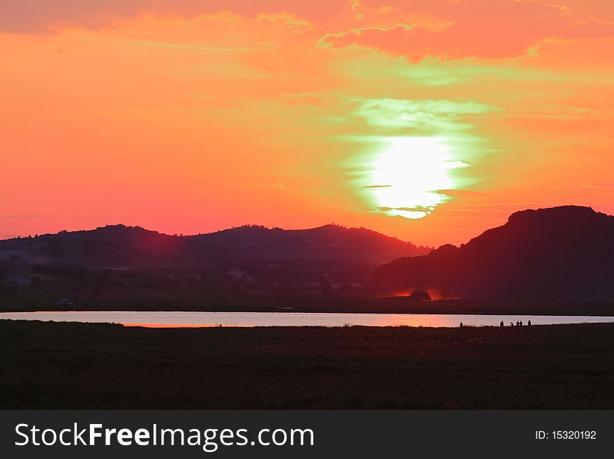 Beautiful landscape in grassland of Mongolia.