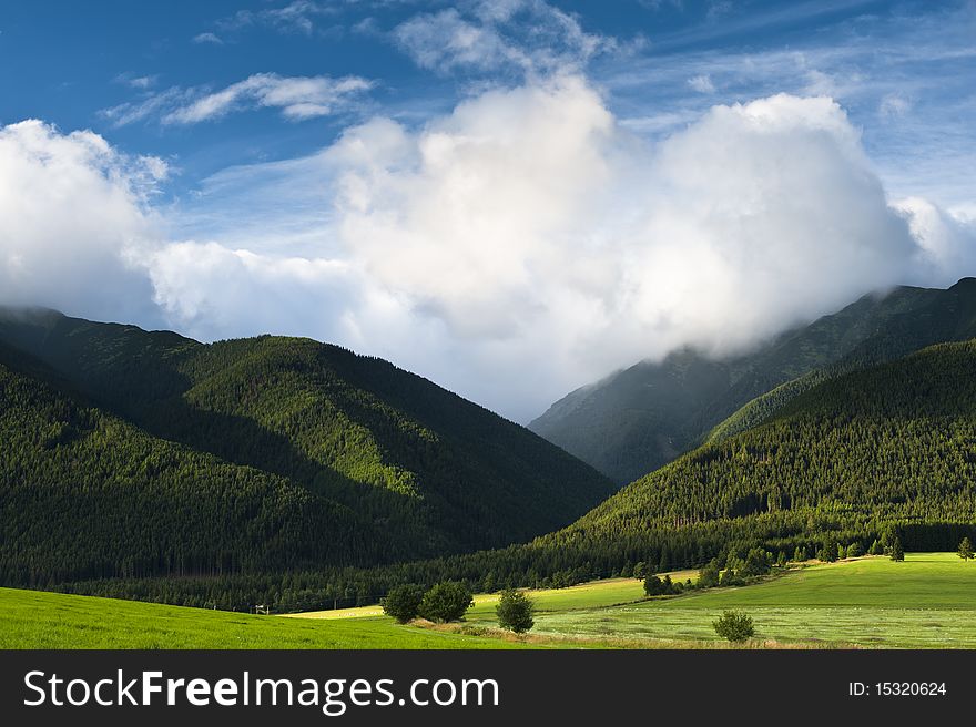 Clouds over mountains