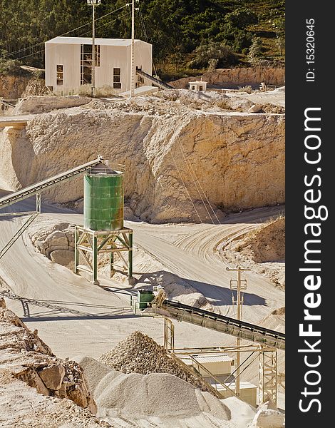 View of a stone and sand modern quarry and part of the infra-structure. View of a stone and sand modern quarry and part of the infra-structure