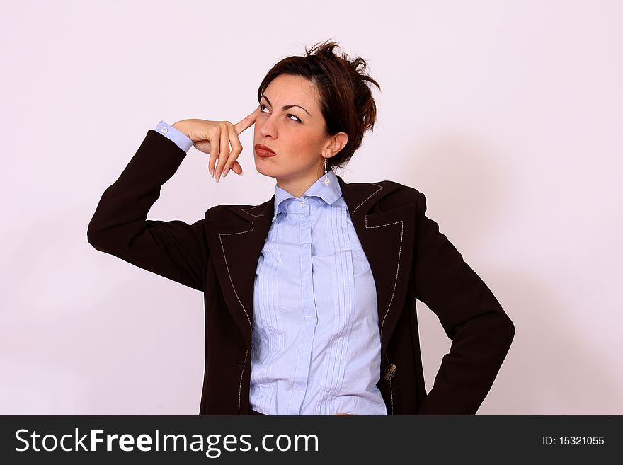 Business woman thinking pose facial expression