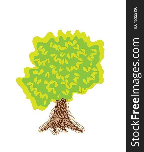 Abstract yellow green tree, symbol of nature. Abstract yellow green tree, symbol of nature