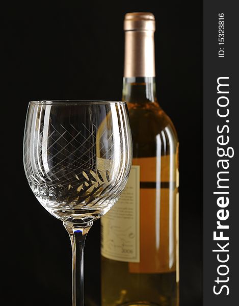 Bottle and glass quality white wine