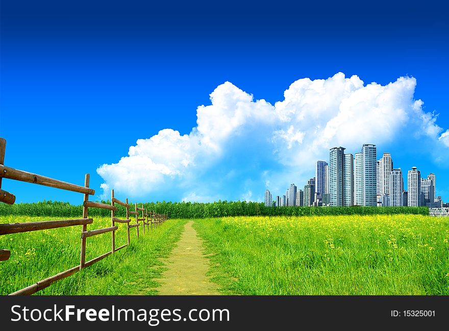 Beautiful landscape and skyscraper in city