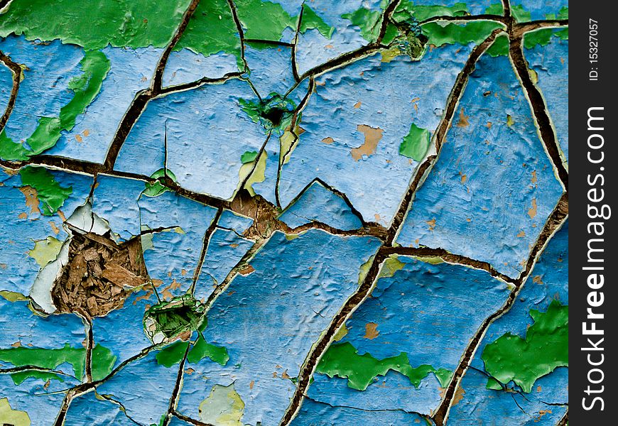 Old cracked blue paint for the background