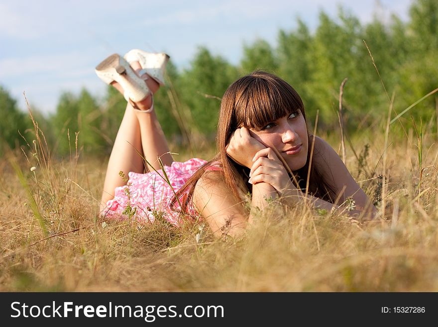 Portraits of beautiful girl in nature. Portraits of beautiful girl in nature