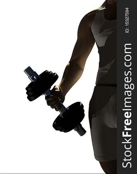 Silhouette figure of a man with dumbbells. Silhouette figure of a man with dumbbells