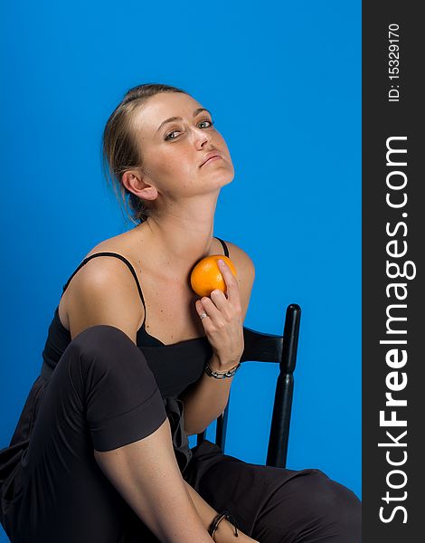 Girl with orange-fruit