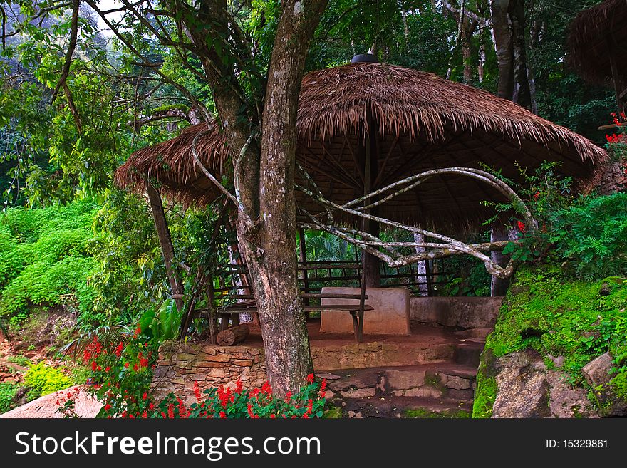 Thai hill-tribe style hut on Doi Pui of Doi suthep mountain, Chiang Mai. Thailand.