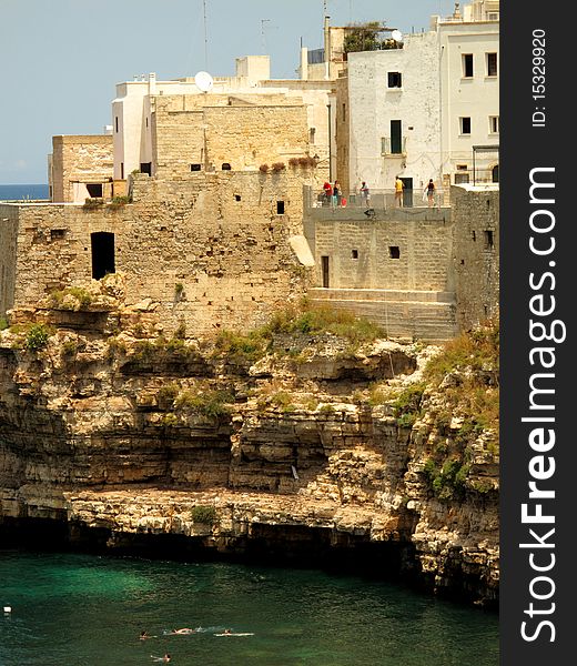 A view of the village of Polignano in apulia, Italy. A view of the village of Polignano in apulia, Italy