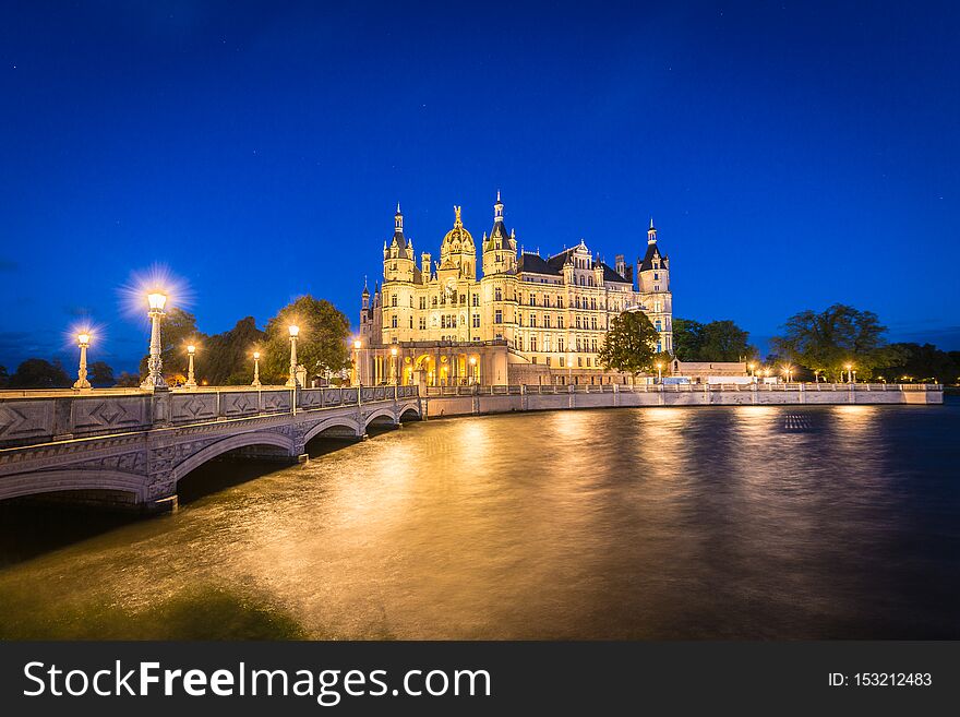 Schwerin Palace, or Schwerin Castle Schweriner Schloss, located in the city of Schwerin, the capital of Mecklenburg-Vorpommern state, Germany. Schwerin Palace, or Schwerin Castle Schweriner Schloss, located in the city of Schwerin, the capital of Mecklenburg-Vorpommern state, Germany