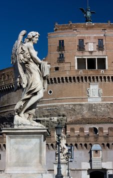 Marble Statue From The Sant Angelo Bridge In Rome Stock Photography Marble Statue From The Sant Angelo Bridge In Rome Stock Photography